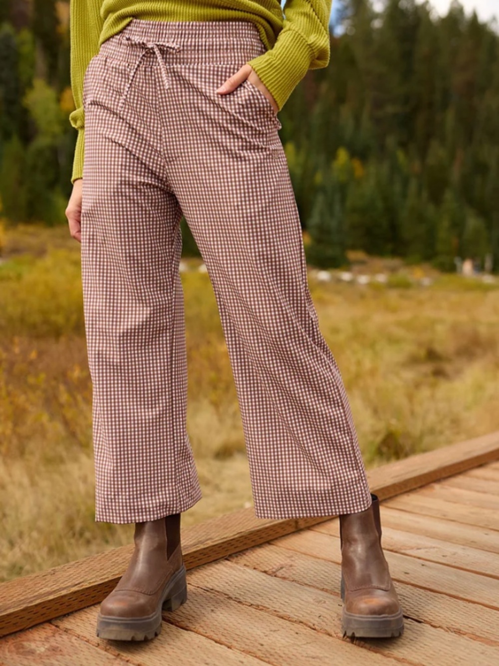 Albion Fit Audrey Gingham Wide Leg Pants S Petite NWT